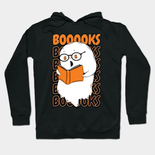 Funny Cartoon Ghost Reading Books // Ghost Booooks Boo Funny Halloween Hoodie